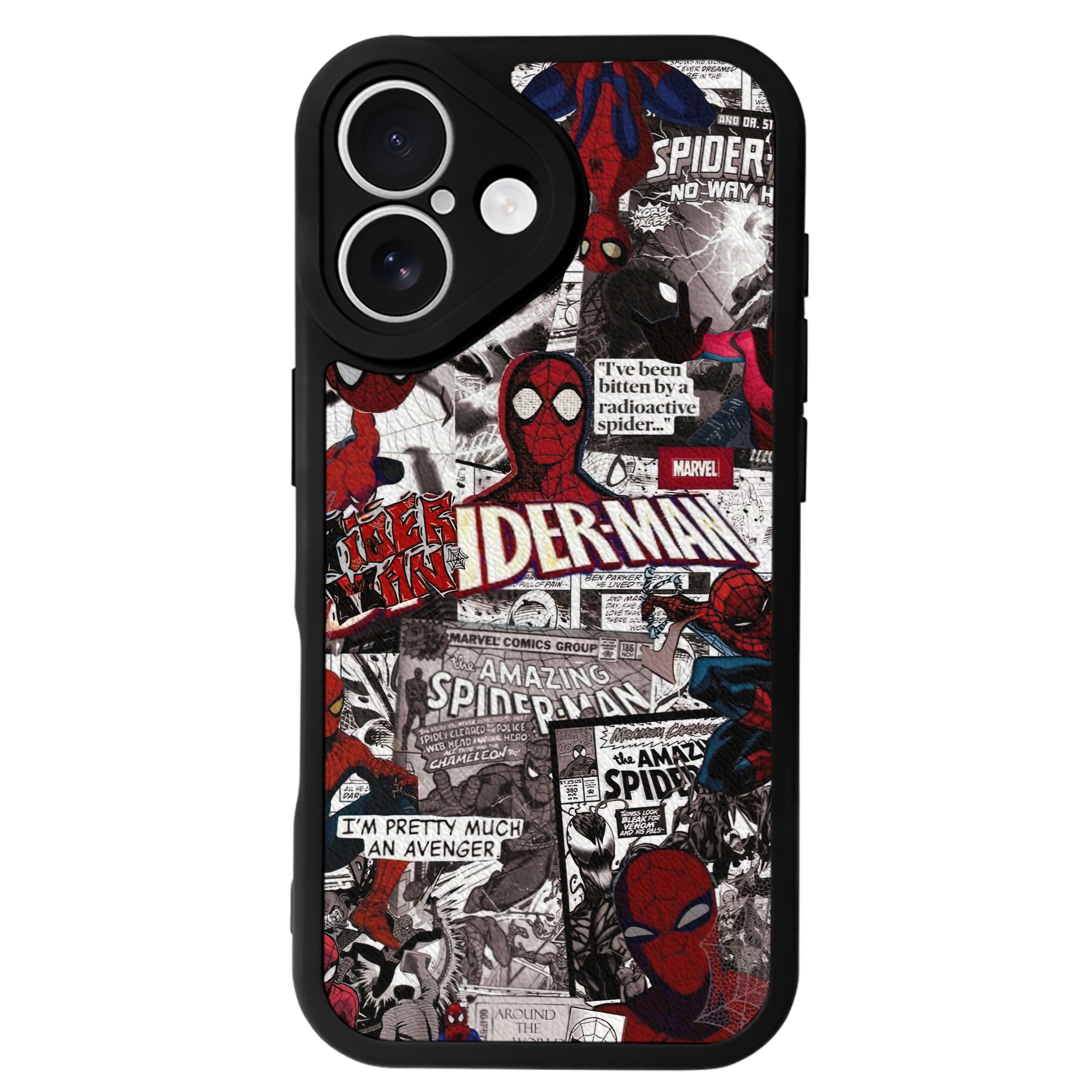 Spider Man スパイダーマン 【iPhone 16シリーズ対応】シリコンスマホケース（レザー調） 材質：シリコン